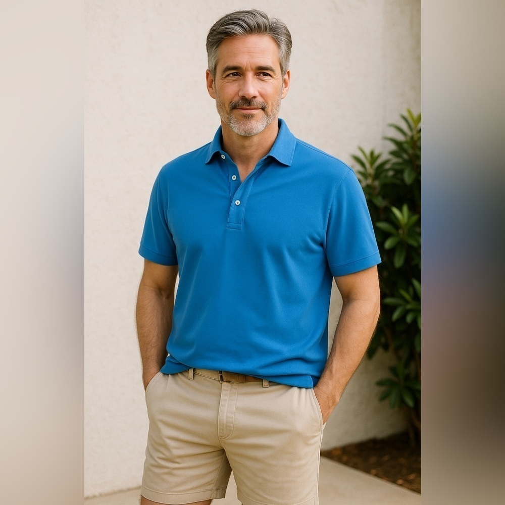 Drumohr Mens Polo Shirt XXL 2XL Blue Garment Dye Cotton Relaxed Slim Fit $130